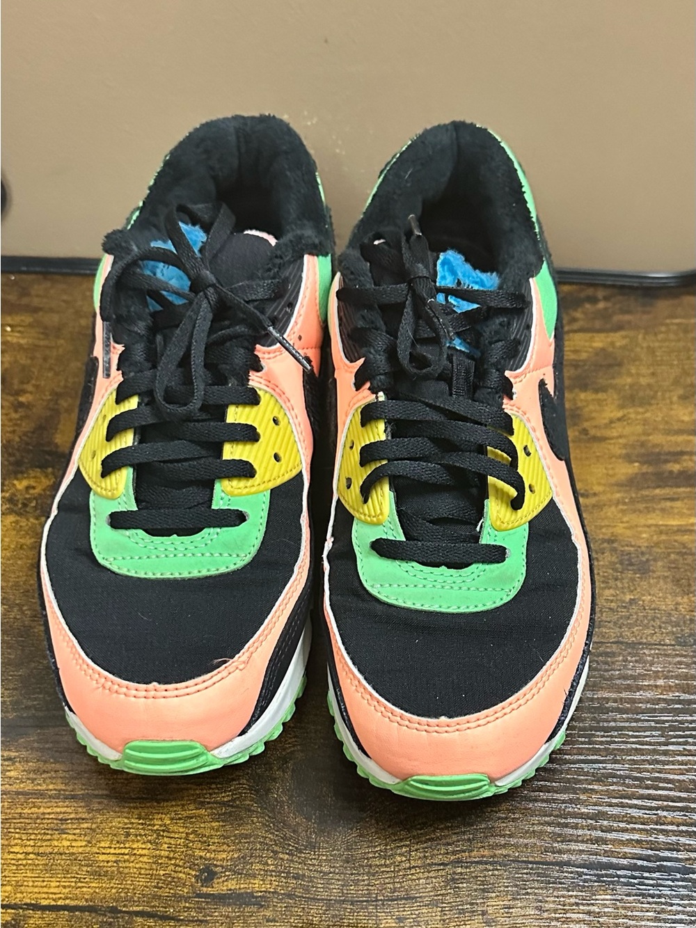 Nike Multi-Color Women's Athletic Sneakers - Black, Peach, Green & Yellow